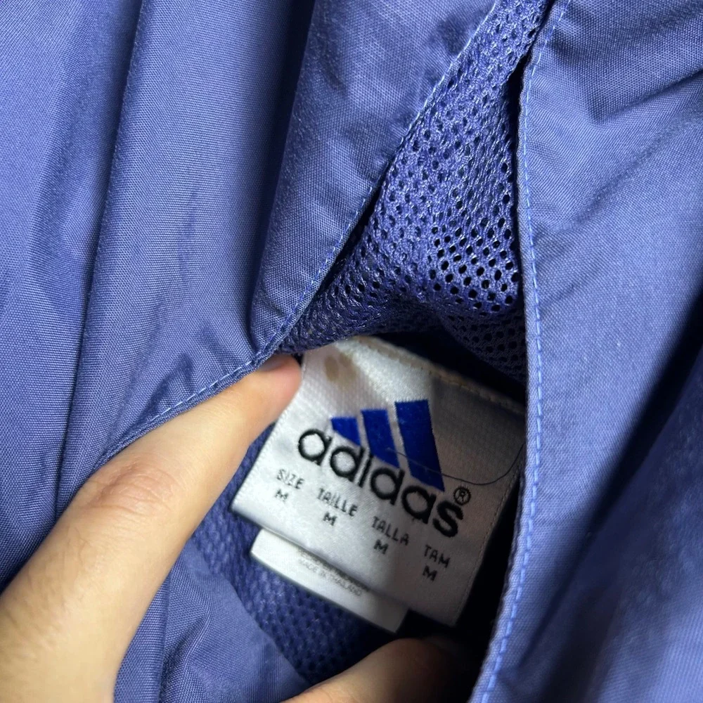 Adidas Vintage Full Zip Windbreaker Jacket Purple Mesh Lined Size Medium Retro